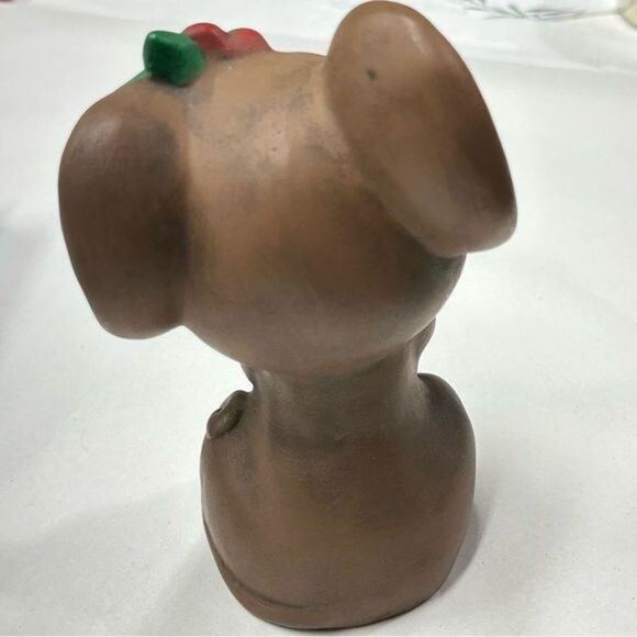 LARGE VINTAGE CERAMIC MOUSE WITH FLOWER ANTHROPOMORPHIC SWEET SMILE EXCELLENT 8” - Picture 4 of 5